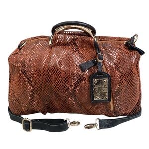 Bobby Schandra snakeskin patent print satchel